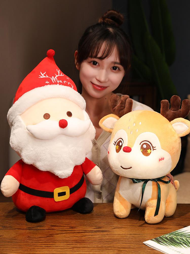 Творческий новогодний рождественский Санта олень плюшевая игрушка милый олень кукла мягкий комфорт праздничное украшение для мальчиков и девочек подарки