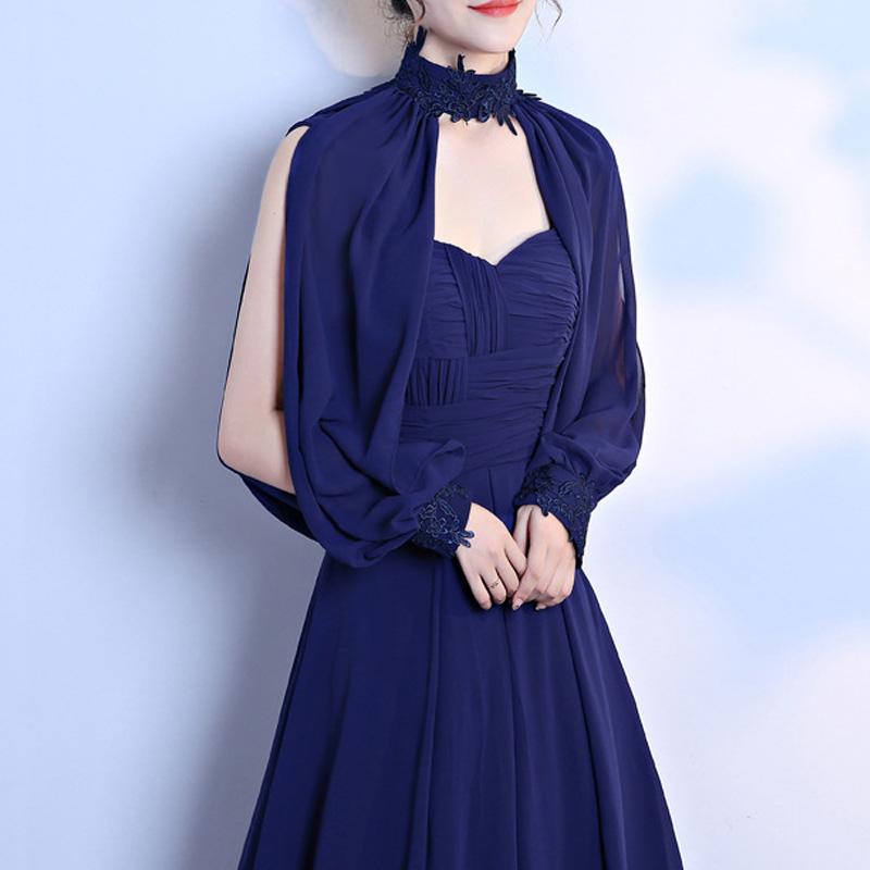 Элегантные мягкие шифоновые накидки для выпускного с длинными рукавами, свадебная шаль, летняя солнцезащитная свадебная накидка