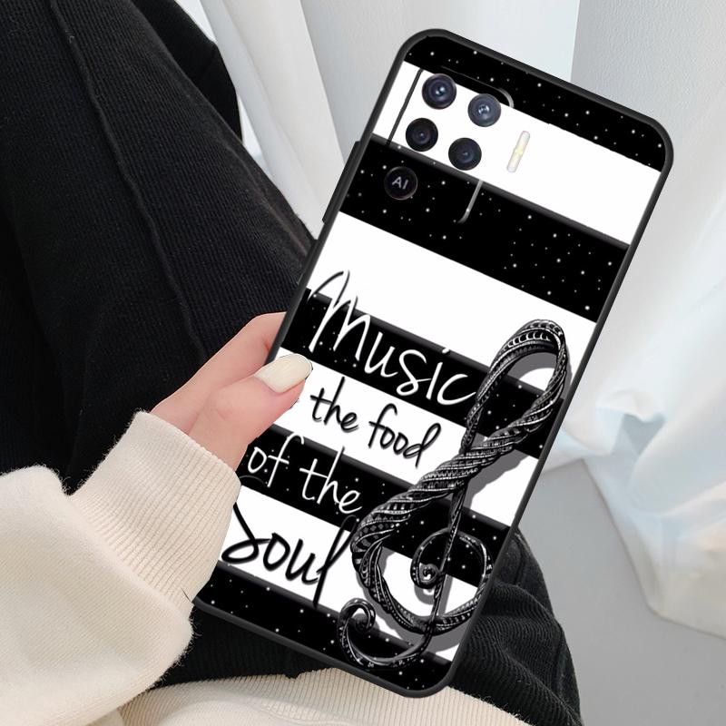Чехол с музыкальной нотой и скрипичным ключом для Oppo A17 A57 A77 A40 A78 A54 A74 A94 A76 A16 A96 A18 A60 A80 A38 A58 A98 A15 A5 Pro