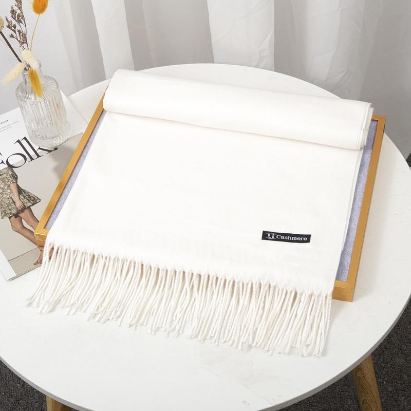 Scarf Women's Winter Monochrome Imitation Cashmere, Warm and Thickened Long Summer New Air-conditioning Fringed Large Shawl