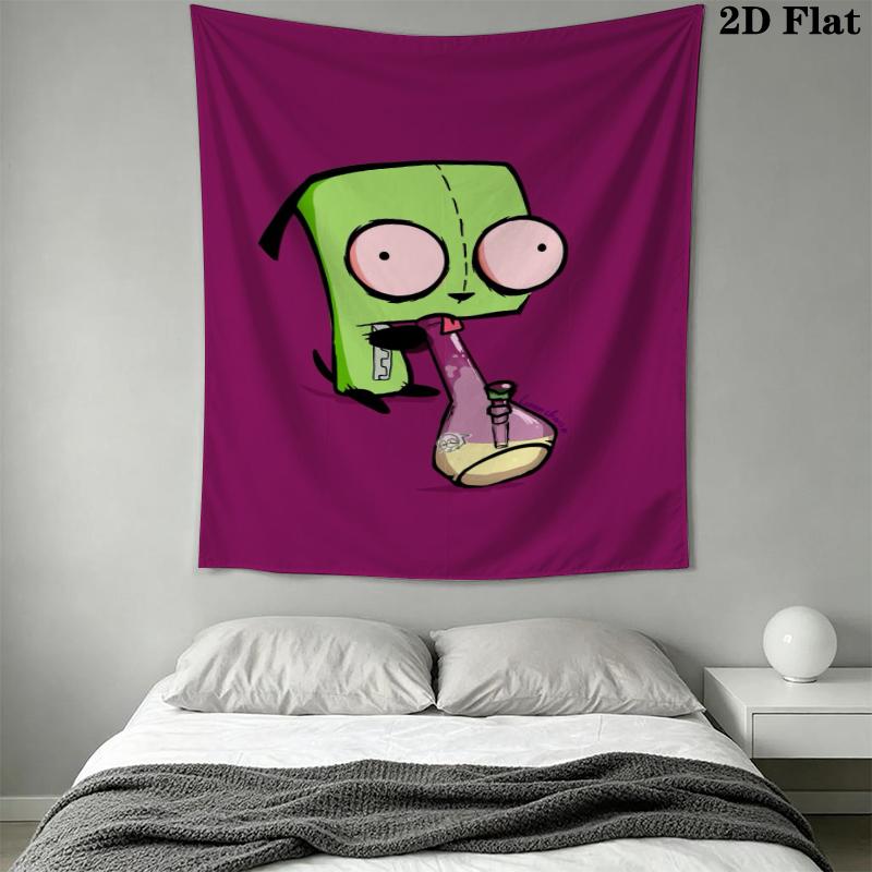 Invader Zim Wall Tapestry Aesthetic Wall Hanging Printed Fabric Blanket Decorative Tapestries for Bedroom Living Room Home Decor