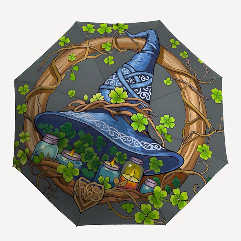1pc Witchcraft, Magic Adventure Auto Open/close, 8-Rib Iron Frame, Compact Folding Cute Umbrella All-Season Portable Umbrella for Travel 033