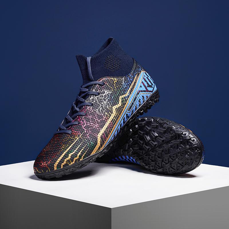 Молодежные и взрослые новые качественные амортизирующие противоскользящие и износостойкие высокие кеды с короткими шипами для уличного футбола и спортивной обуви