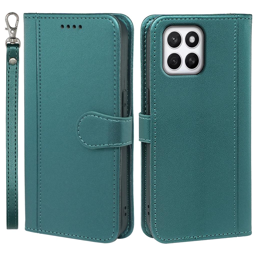 For Honor X8c 4G Wallet Case Magnetic Snap Leather Phone Cover with Strap