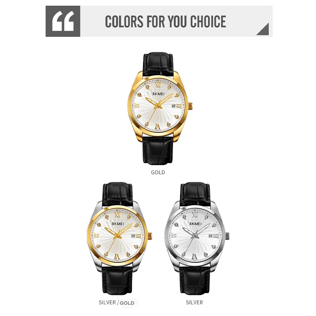 SKMEI Черная Кожаная Дата Подарок для Мужчин Мужские Часы, Ремешок, Стильные, Простые, Деловые, Классические, Водонепроницаемые, Аналоговые, Повседневные, Дисплей, Золотой, Серебряный,
