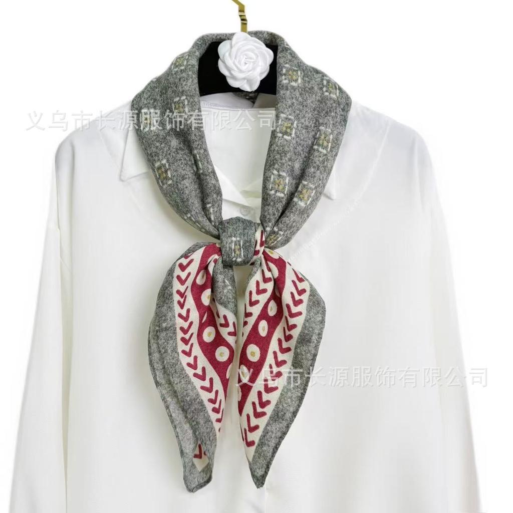 Summer new art academy style silk cotton square scarf elegant versatile fashion literary air conditioning room flower silk scarf women