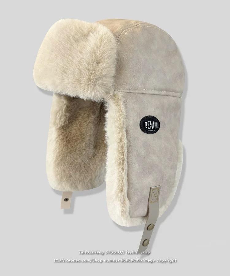 Шапка Thunderbolt женская осенне-зимняя утепленная плюшевая кепка из искусственной кожи для катания на лыжах, защиты ушей от холода, кепка для полетов для мужчин