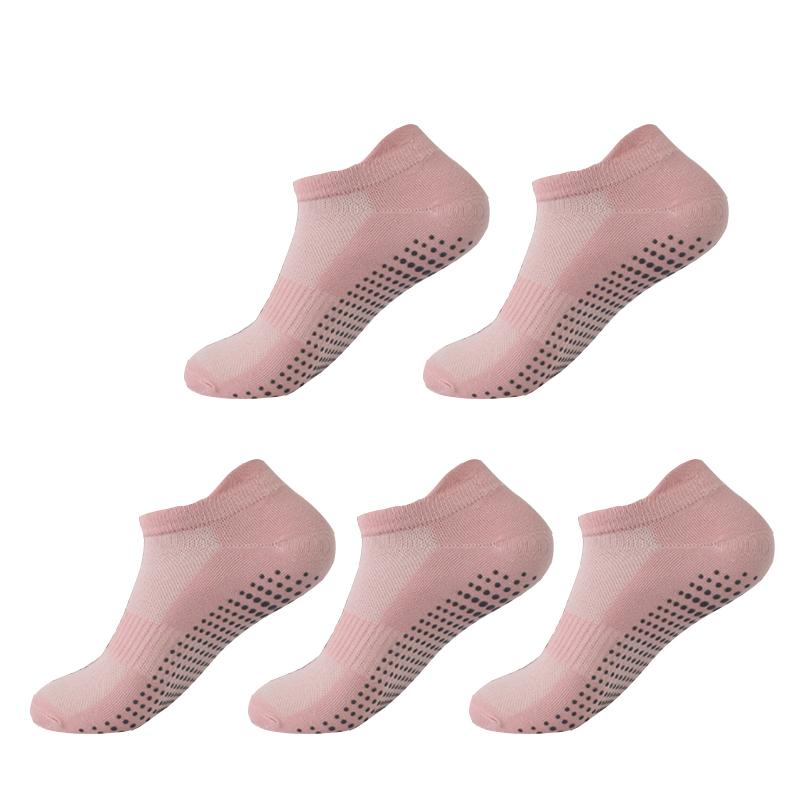 5 Pairs Yoga Socks Women Cotton Solid Color Short Mesh Breathable Professional Non-slip Floor Pilates Dance Sports Gym Socks