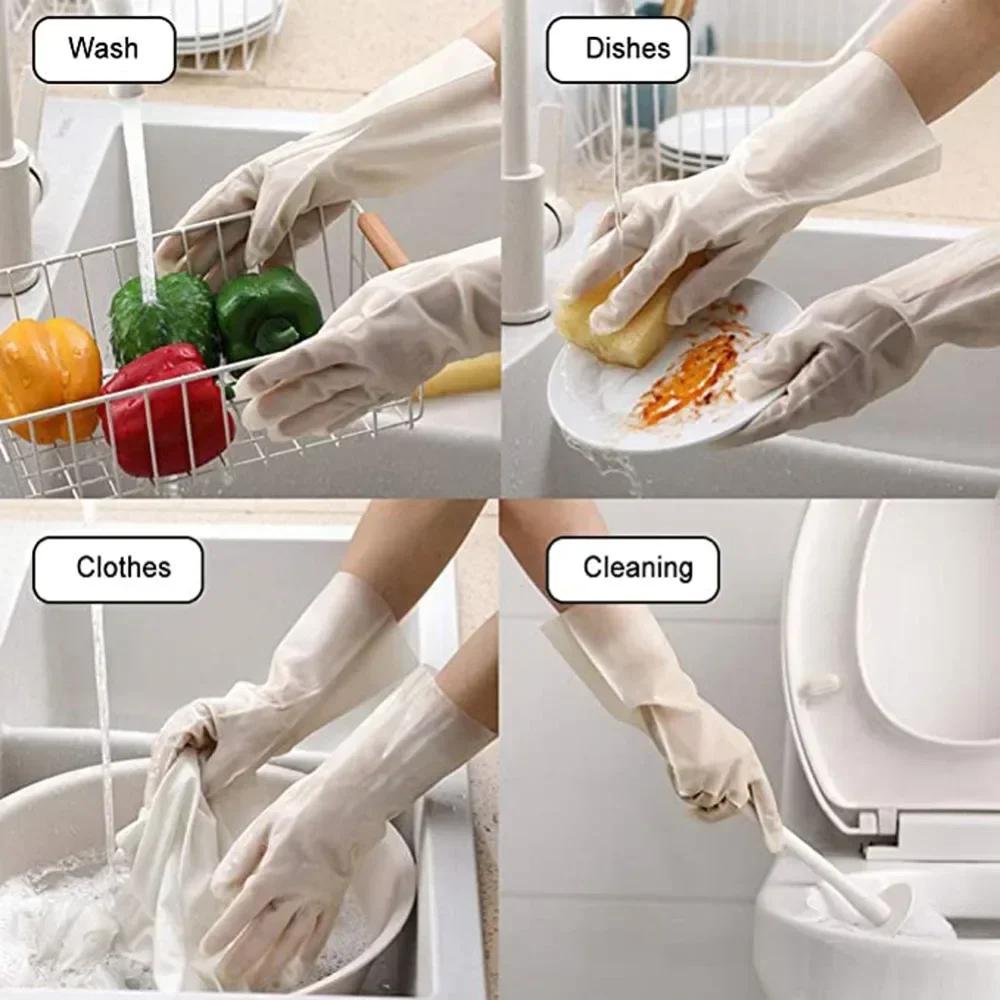 Multi-Purpose Rubber Gloves - Thick & Waterproof for Dishwashing, Housework Kitchen Cleaning, Laundry - Anti-Slip, Long-Lasting