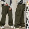 Classic Design Multi Flap Pockets Cargo Pants Men's Loose Fit Drawstring Cargo Pants for Skateboarding Street Outdoor Camping