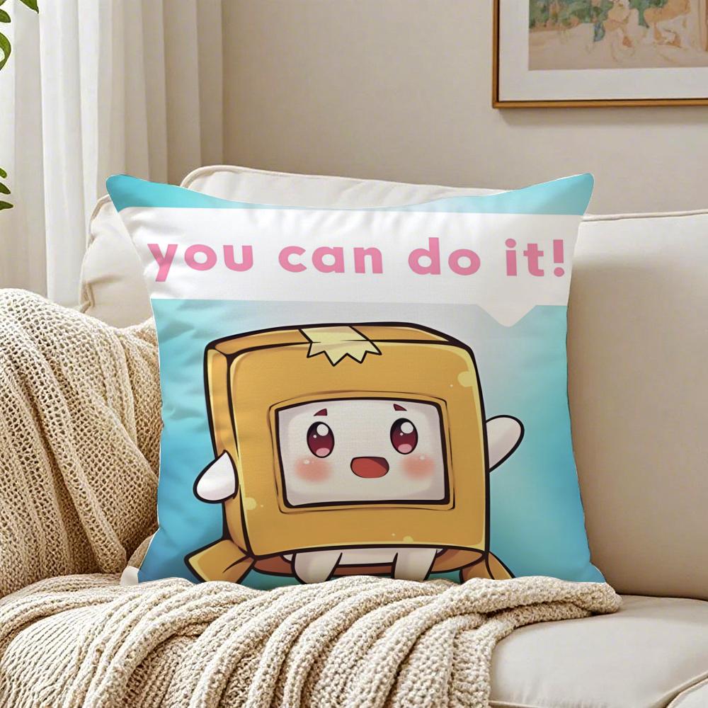 Funny Cute Cartoon LLankyboxesES Cushion Cover Linen Pillowcase Soft for Sofa Bed Home Room Decor