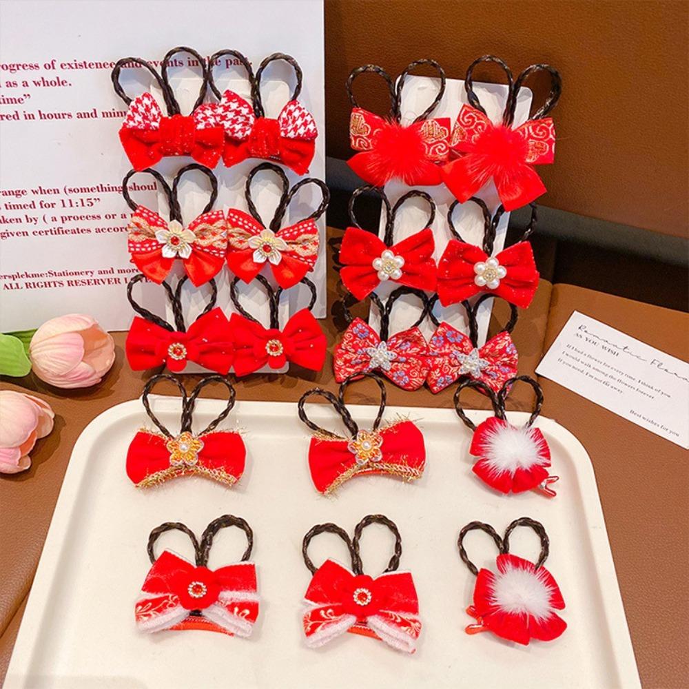 2 шт. Китайский стиль, старинный стиль, шпилька для волос, головной убор, ханьфу, парик, косичка, детская красная заколка для волос