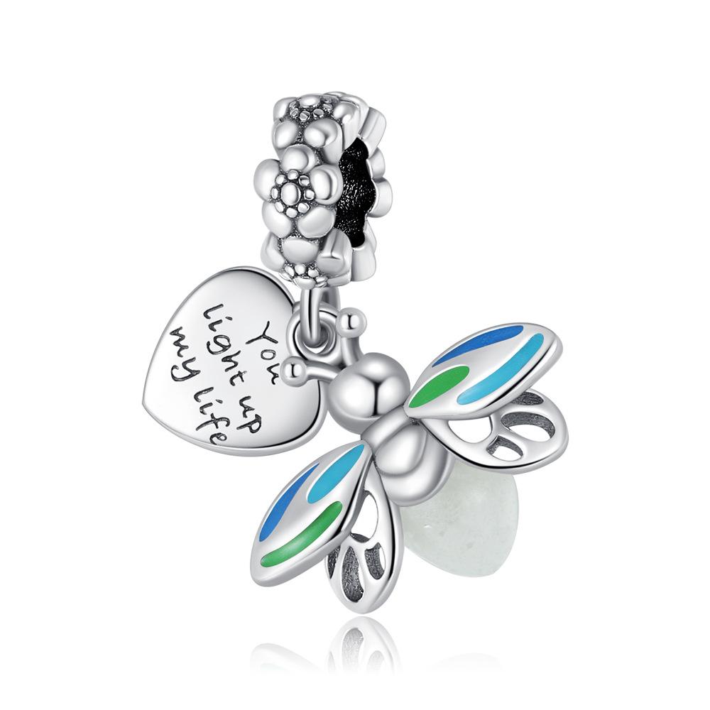 S925 Silver Handmade DIY Dreamcatcher Pendant Love Bee Charm Jewelry Accessories
