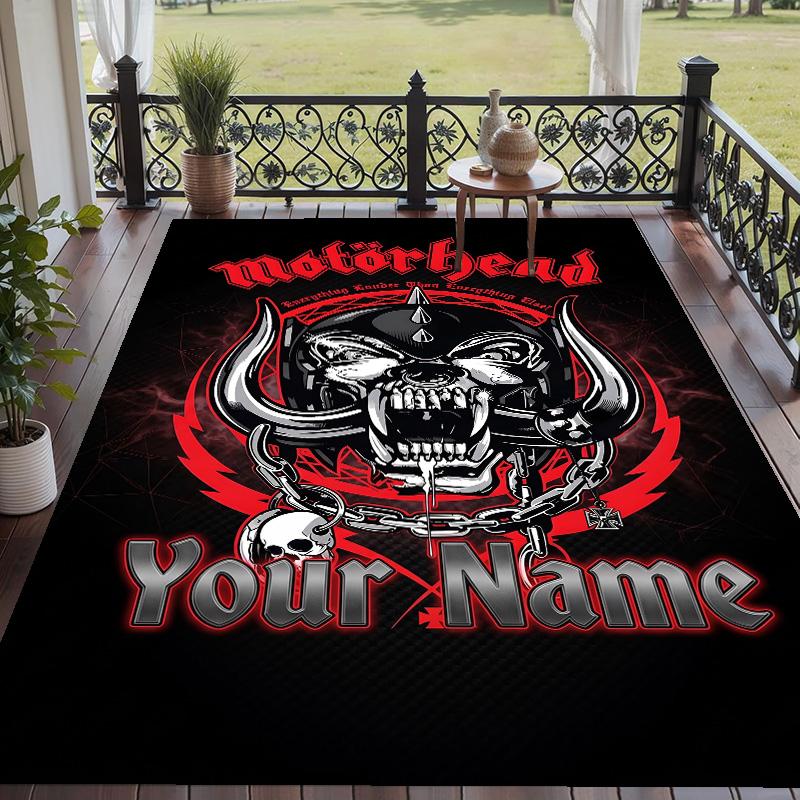 Custom Text Printed Rug Motorhead Non Slip Floor Carpet For Home Room Decor