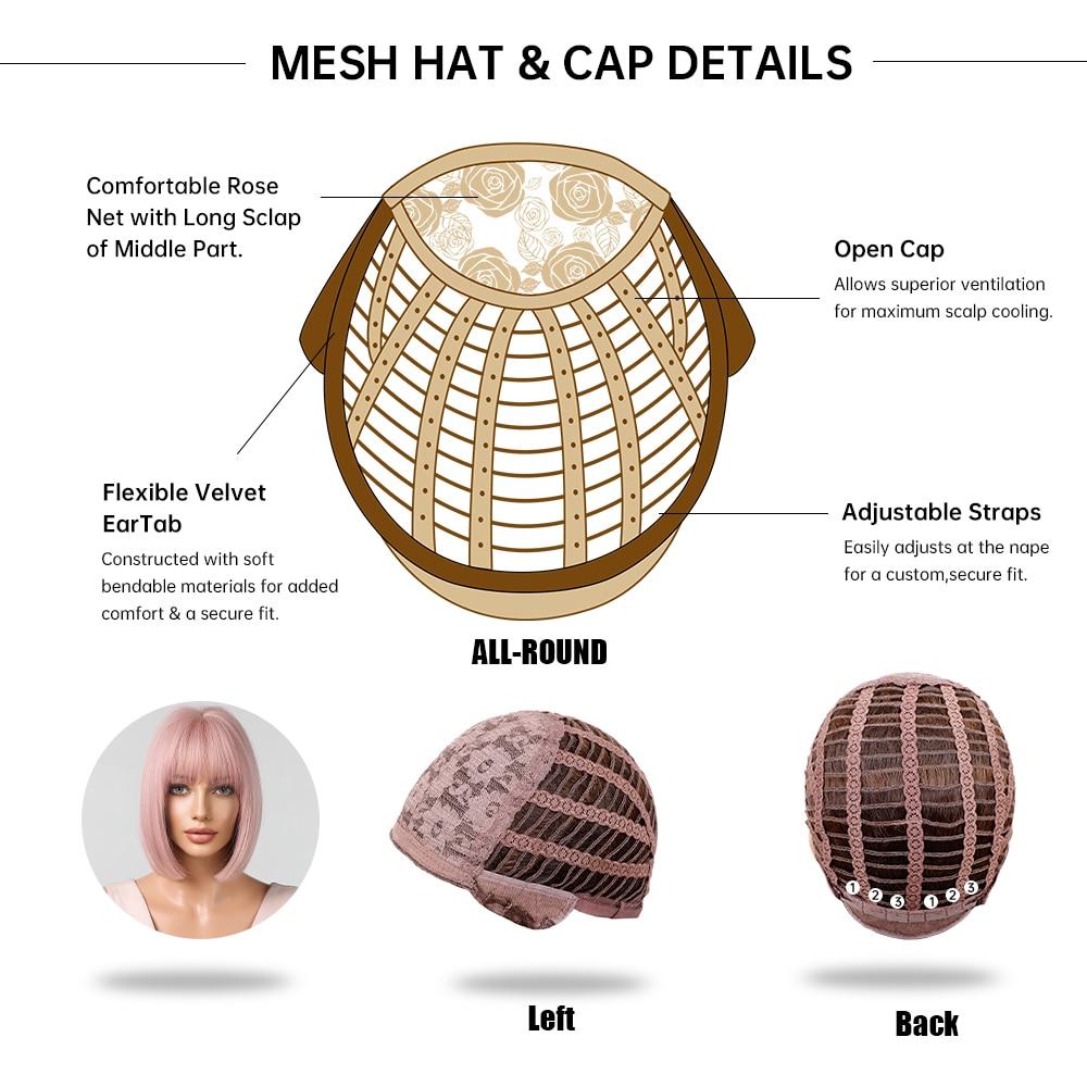 ALAN EATON Розовый парик Боб с челкой, короткий прямой синтетический парик боб для женщин, милый косплей, повседневные накладные волосы, термостойкое волокно