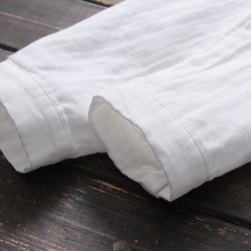 2026 Women's Floral Embroidery White Cotton Long-Sleeve Slimming Shirt