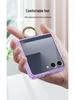 Samsung Z Flip 7 Ring Phone Case: Simple Folding Cover with Window, Cross-Border Compatible.