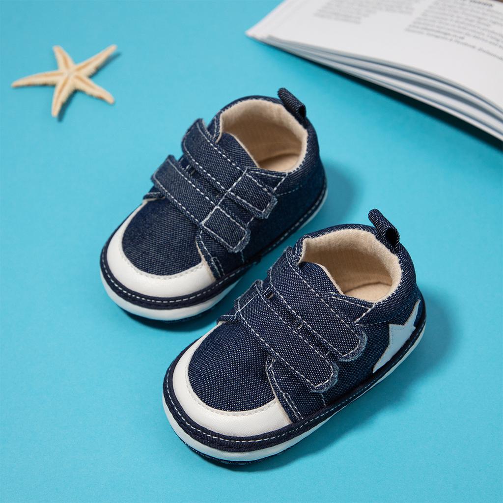 Spring and Autumn New 0-12 Months Baby Double Lap Belt Soft Step Bottom Non-slip Toddler Shoes Baby Shoes
