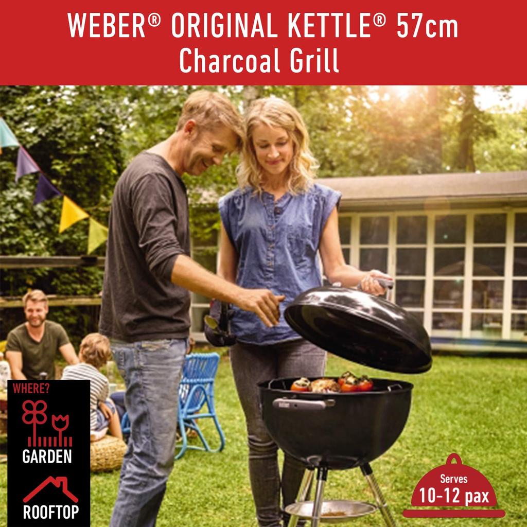 Weber Barbecue Diameter Original For Bonfire Stand Japanese Product 10 Year Thermometer Included 1341308 Black Stove, 57cm, Kettle, Charcoal, Camping,