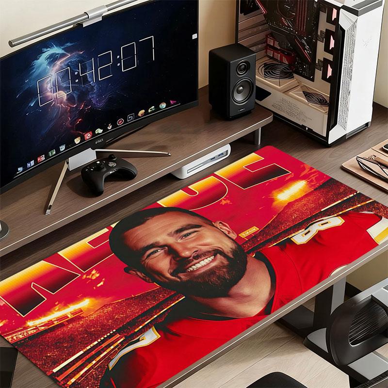 Travis Kelce Mouse Pad, Large Gaming Desk Mat, Non-slip XXL Mousepad for Laptop & Tablet, Mini PC Playmat with Stitched Edges