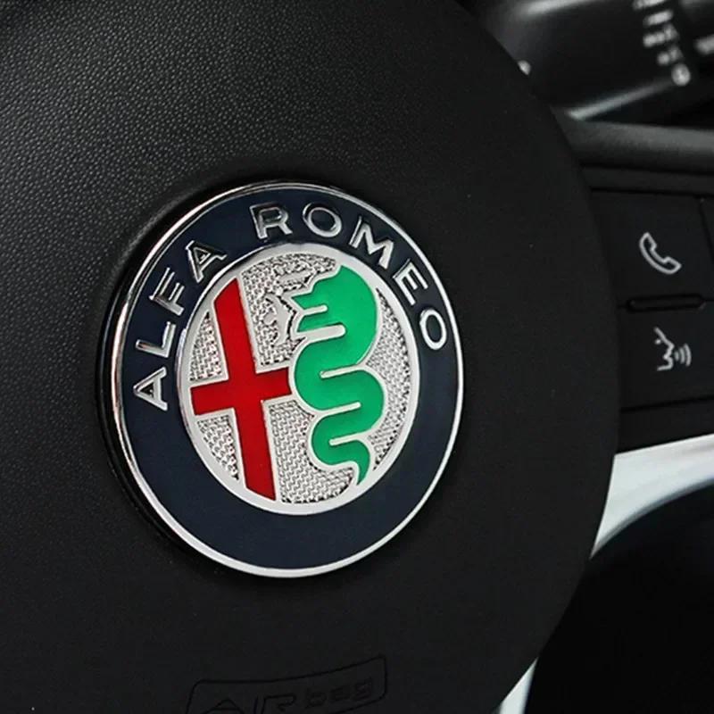 udrgf10 1Pc 40mm Car Steering Wheel Logo Badge Sticker for Alfa Romeo Mito Giulia Giulietta 147 156 166 159 Stelvio Sportiva 4C 8C GT
