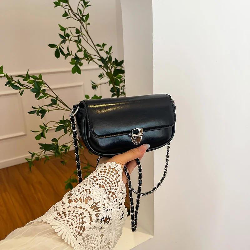 Ретро вишневая красная сумка через плечо с цепочкой для женщин, изысканный дизайн с пряжкой-замком, элегантная сумка-перекидка подмышками