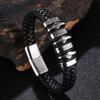 Punk Black Leather Wrap Bracelet For Men Metal Clasp Fashion Bangle Men Bracelet BB1332