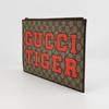 [Pre-Owned] Monogram Logo Letter Print Striped Wristband Canvas And Leather Clutch - Very Good #DBV4NS