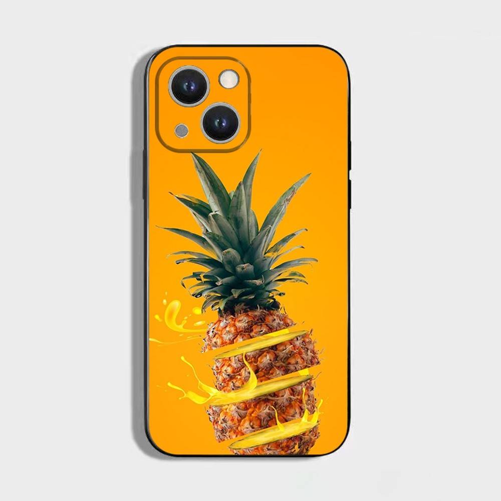 Summer pineapple Phone Case For iPhone 16,15,14,13,12,11 Plus,Pro Max,XS,X,XR,SE,Mini,8,7,Soft Silicone Black Cover