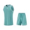 Li Ning Professional Basketball Series Round Neck Pullover Striped Vest Sports Casual Simple Shorts Basketball Set Men Sportswear Green AATV001-6
