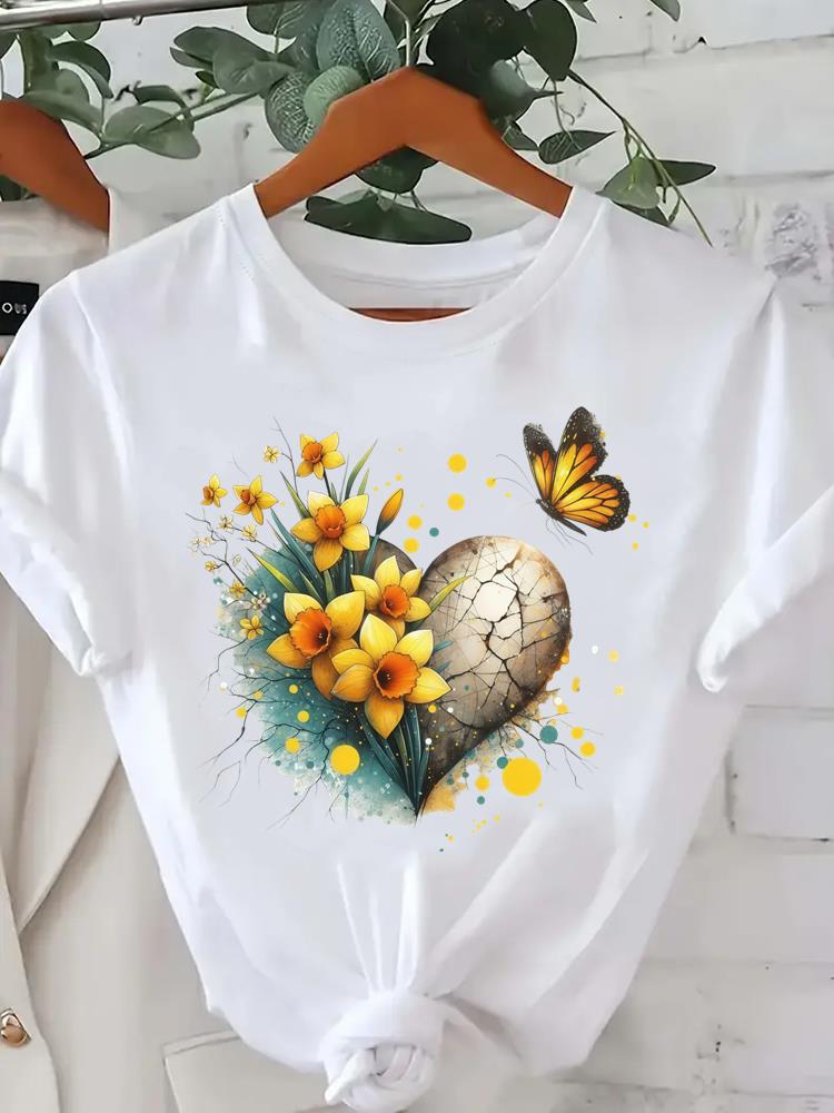 (Asian Size) butterfly cute 90s Tee Clothing Lady Female Top Printed Women Casual T Shirt Fashion Graphic Short Sleeve T-shirts