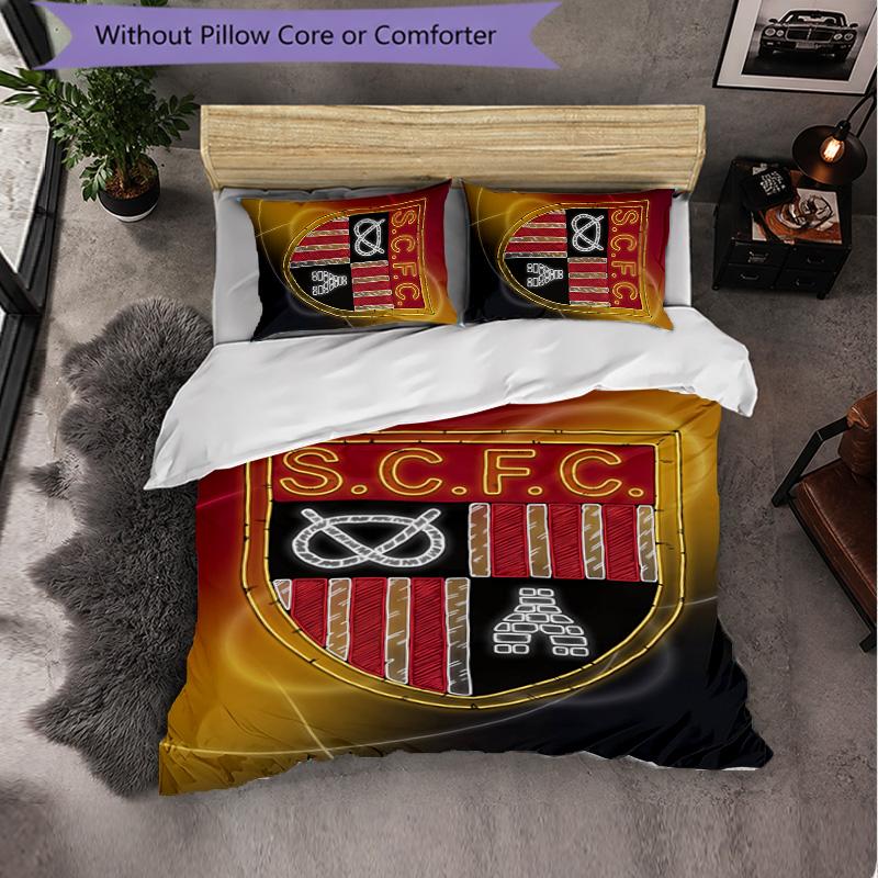 Stoke City Football 3 Piece Bedding Set Soft Duvet Cover Set with Pillowcases Printed Bedroom Decor Set for Home