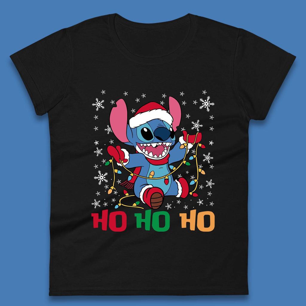 Happy Santa Stitch Christmas Womens T-Shirt Mens Tops Tees Unisex