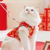 New Year's Kitten Vest Autumn and Winter Festive New Year's Greetings Velvet Warm Puppy Dog Tang Suit Pet Cat Clothes