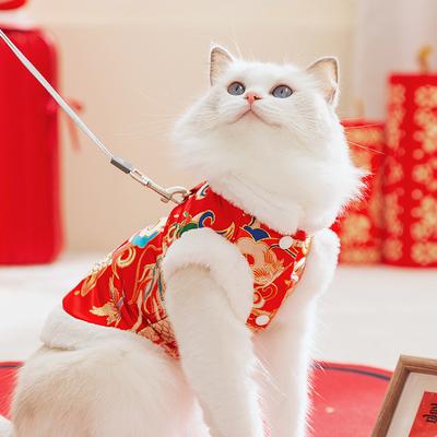 Новогодний котенок жилет осенне-зимний праздничный новогодние поздравления бархатный теплый щенок собака костюм Тан одежда для питомца кошки