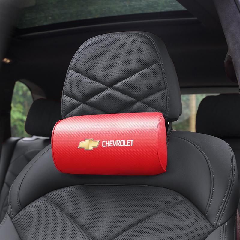 AABHK1 Car Seat Headrest Cushioning Carbon Leather Neck Pillow For Chevrolet Spark Captiva Cruze Malibu Equinox Trax Camaro Blazer