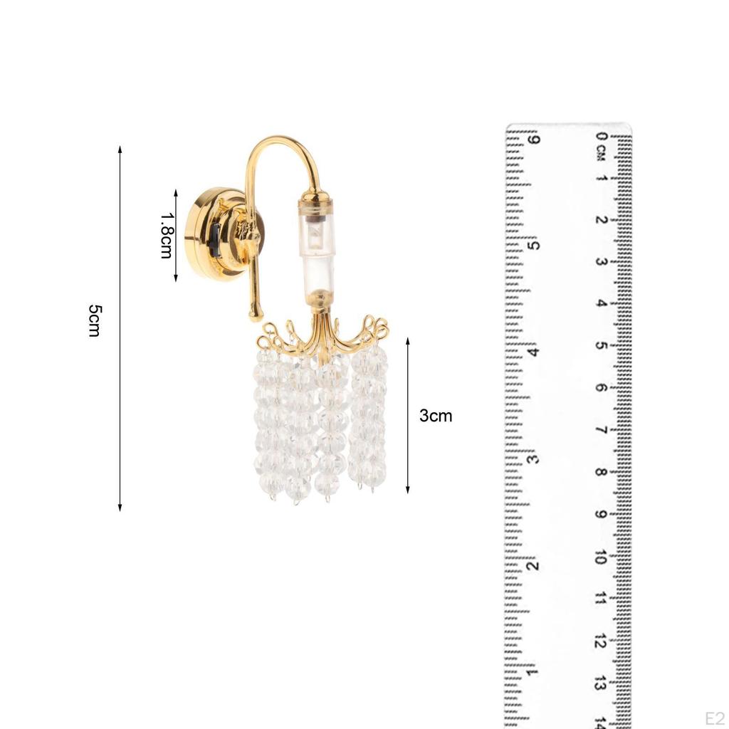 1/12 Dollhouse Miniature LED Wall Lamp Furniture Ornaments Metal Sconces Pretend Play for