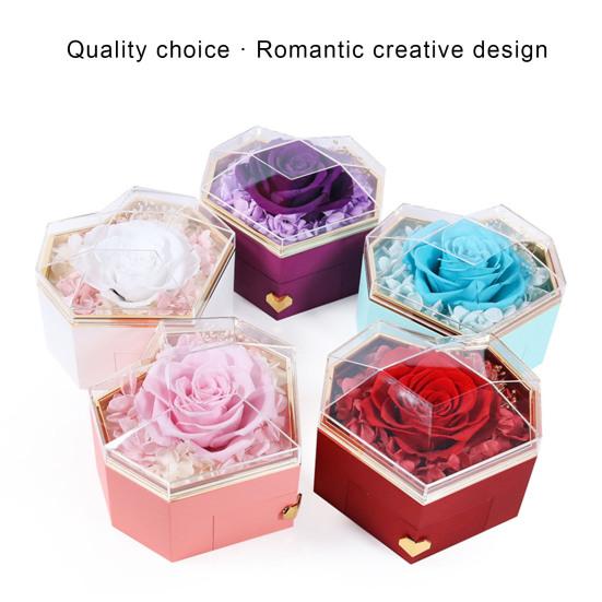 Eternal Rose Necklace Box Gift Acrylic Jewelry Drawer Box Preserved Roses Christmas Jewelry