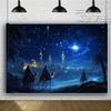 One Christmas Eve background of the Nativity scene - The Starry Desert Journey Design of the Holy Family