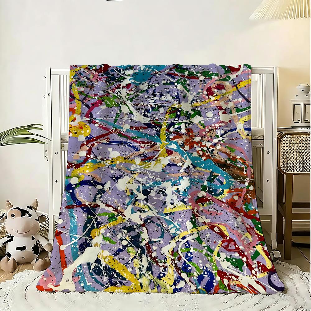 Abstract art Jackson Pollock Throw 240g Flannel Blanket Lightweight Soft Skin-friendly Summer Thin Throw Blanket