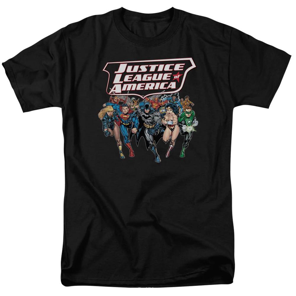 Justice League Of America Charging Justice Mens T Shirt Black Officially License