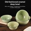 Винтажная эмалированная глубокая суповая миска, утолщенный ретро контейнер для риса и лапши, можно мыть в посудомоечной машине, сервировочная кастрюля для горячих блюд