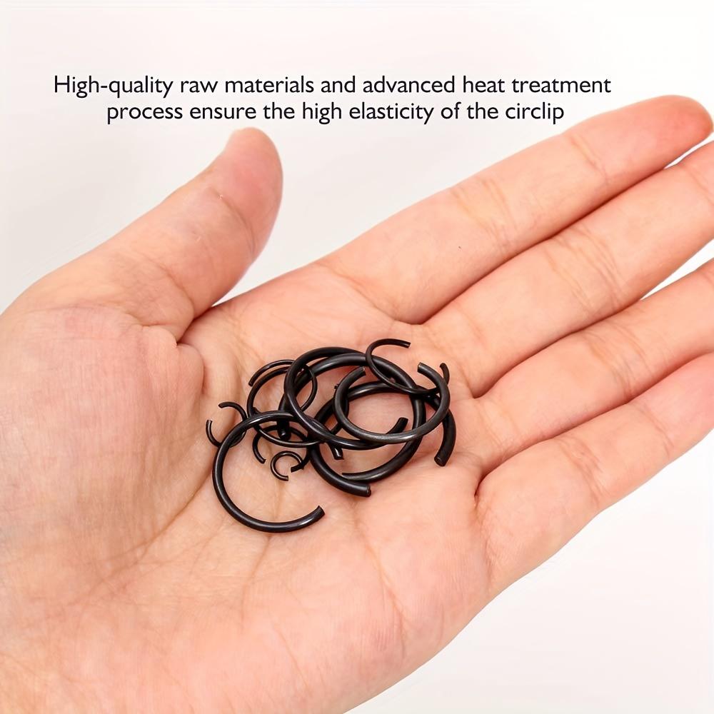 300pcs Metric 7mm To 30mm Round Wire C-Clips Internal Snap Rings Assortment Kit;Round Wire Snap Rings for Hole(Black-Finished Steel)