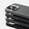 Luxury Alloy Lens Frame Particle PU Leather Magnetic Case For iPhone 17 16 Pro Max 15 14 13 For Magsafe Wireless Charging Cover
