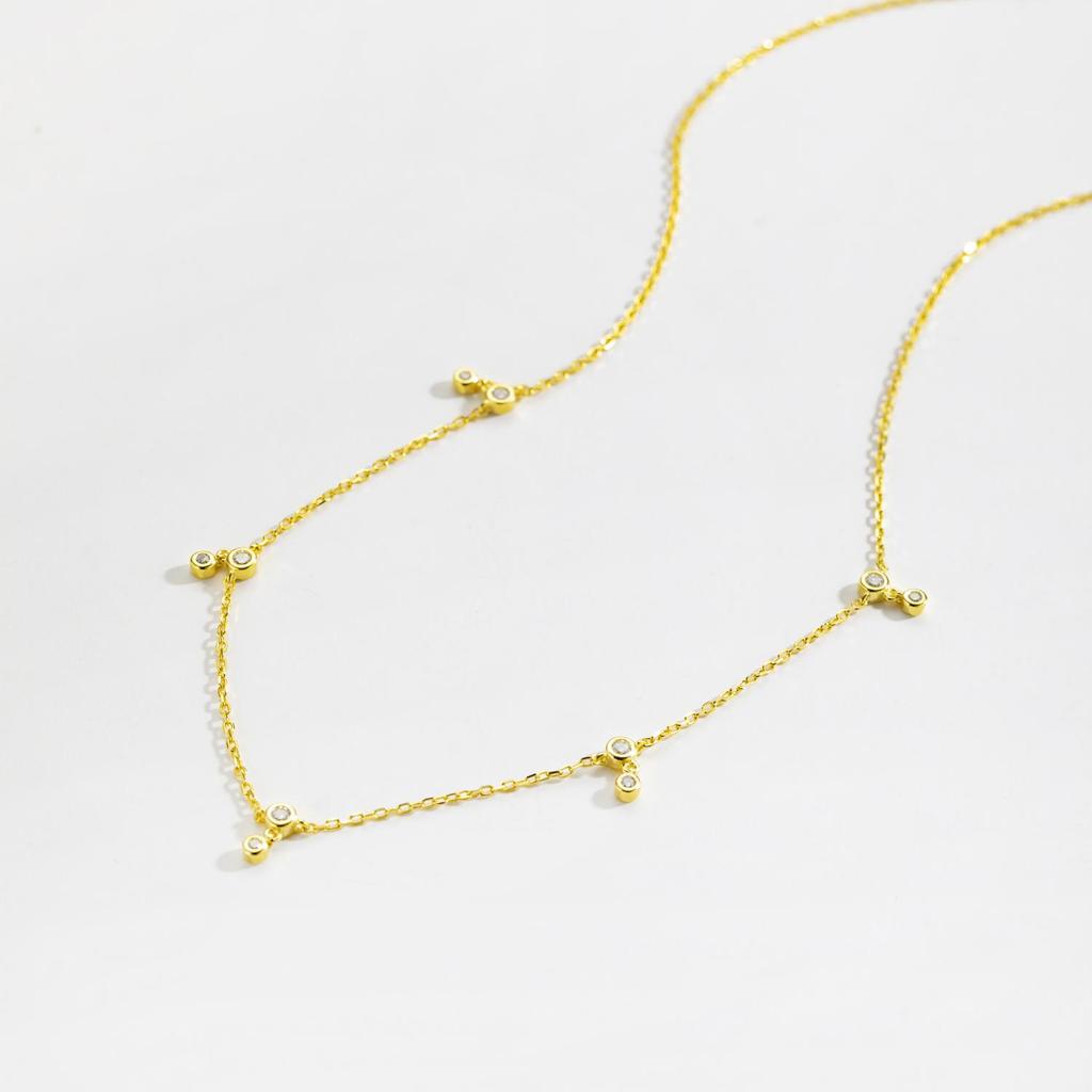 ANDYWEN 925 Sterling Silver Gold Zircon Charm CZ Choker Long Chain Necklace 2023 Women Classic Wedding Fine Jewelry Gift