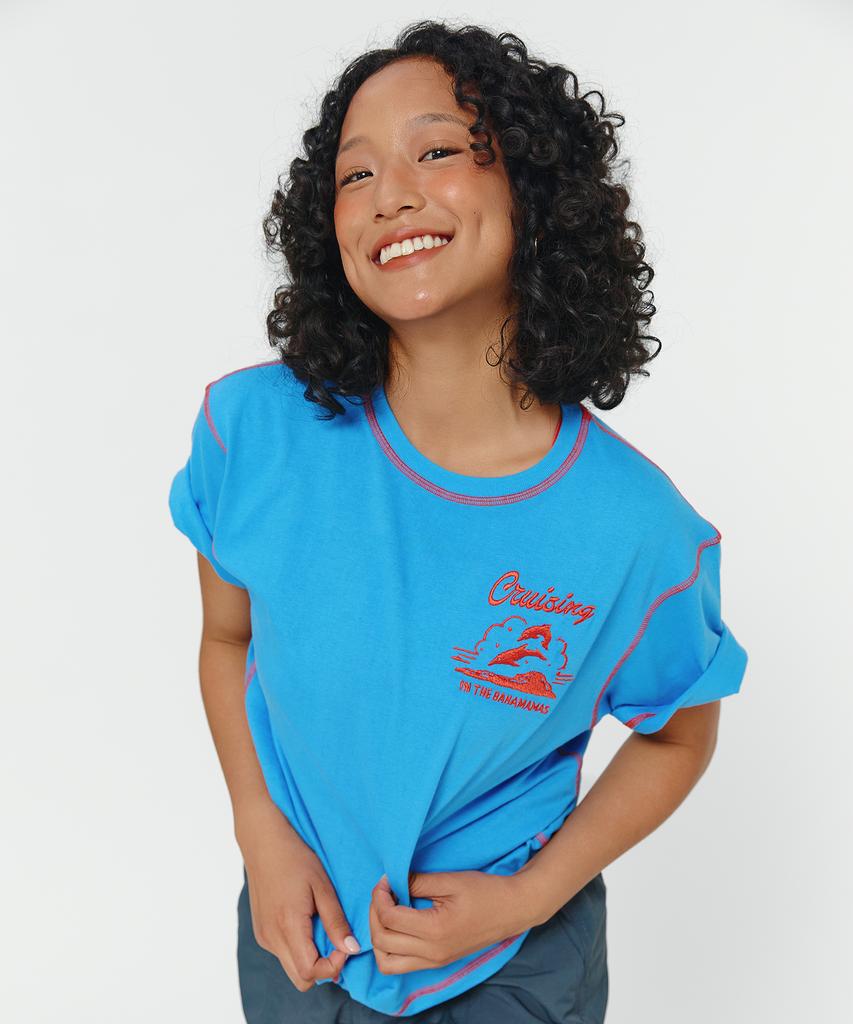Синяя футболка с коротким рукавом Umpa Blue Bahamas Stitch