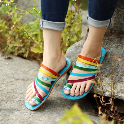 Сандалии на плоской подошве с открытым носком, удобная дышащая женская обувь ручной работы из натуральной кожи на мягкой подошве в стиле ретро