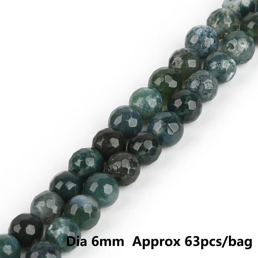 Натуральный мох, трава, агат, камень, граненые круглые бусины для изготовления ювелирных изделий, браслет, сделай сам, нитка для рукоделия, 15 дюймов