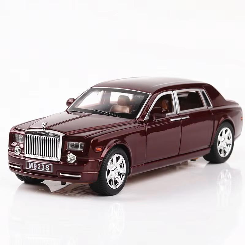 1:24 Модель игрушечной машины Rolls Royce Phantom, литой под давлением сплав, имитация звука и света, инерционный механизм, коллекционные игрушки, транспортное средство для детей, подарки