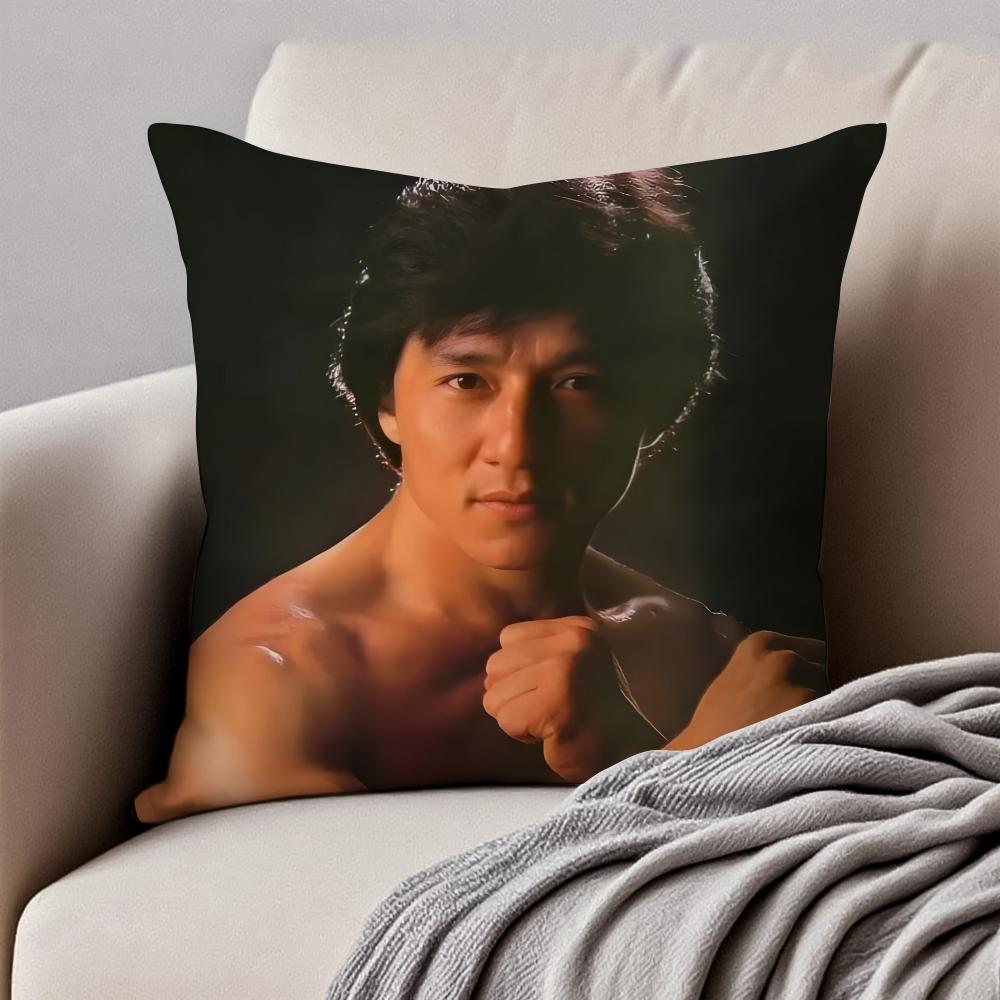 Chinese martial arts star JJackie Chan Cushion Cover Pillowcase Antidustmite Invisible Zipper Short Plush Sofa Cushion